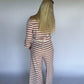 Shayla Striped Terry Jumpsuit - Off white/red