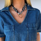 Checkered Black Heart Scarf Necklace