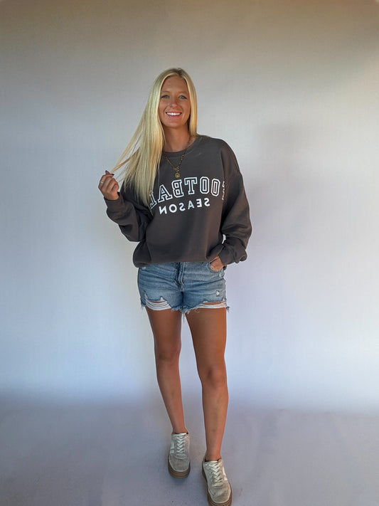 Football Season Crewneck - Charcoal