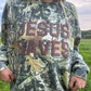 JESUS SAVES Camo Crewneck