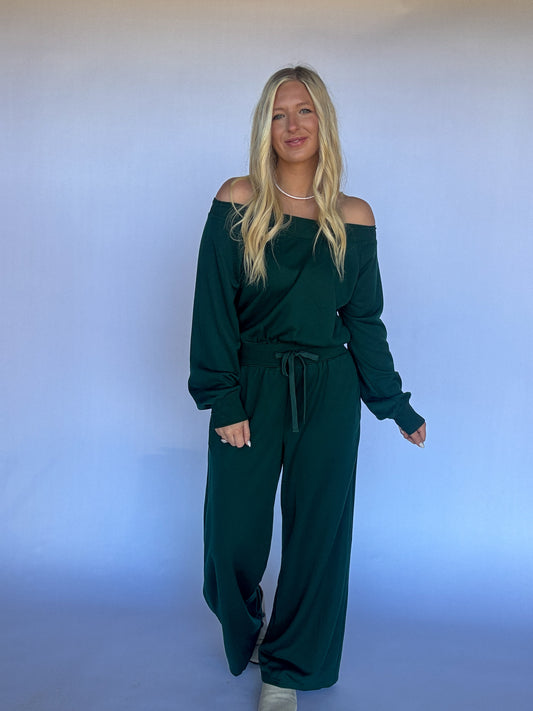 Meg Knit Jumpsuit - Hunter Green