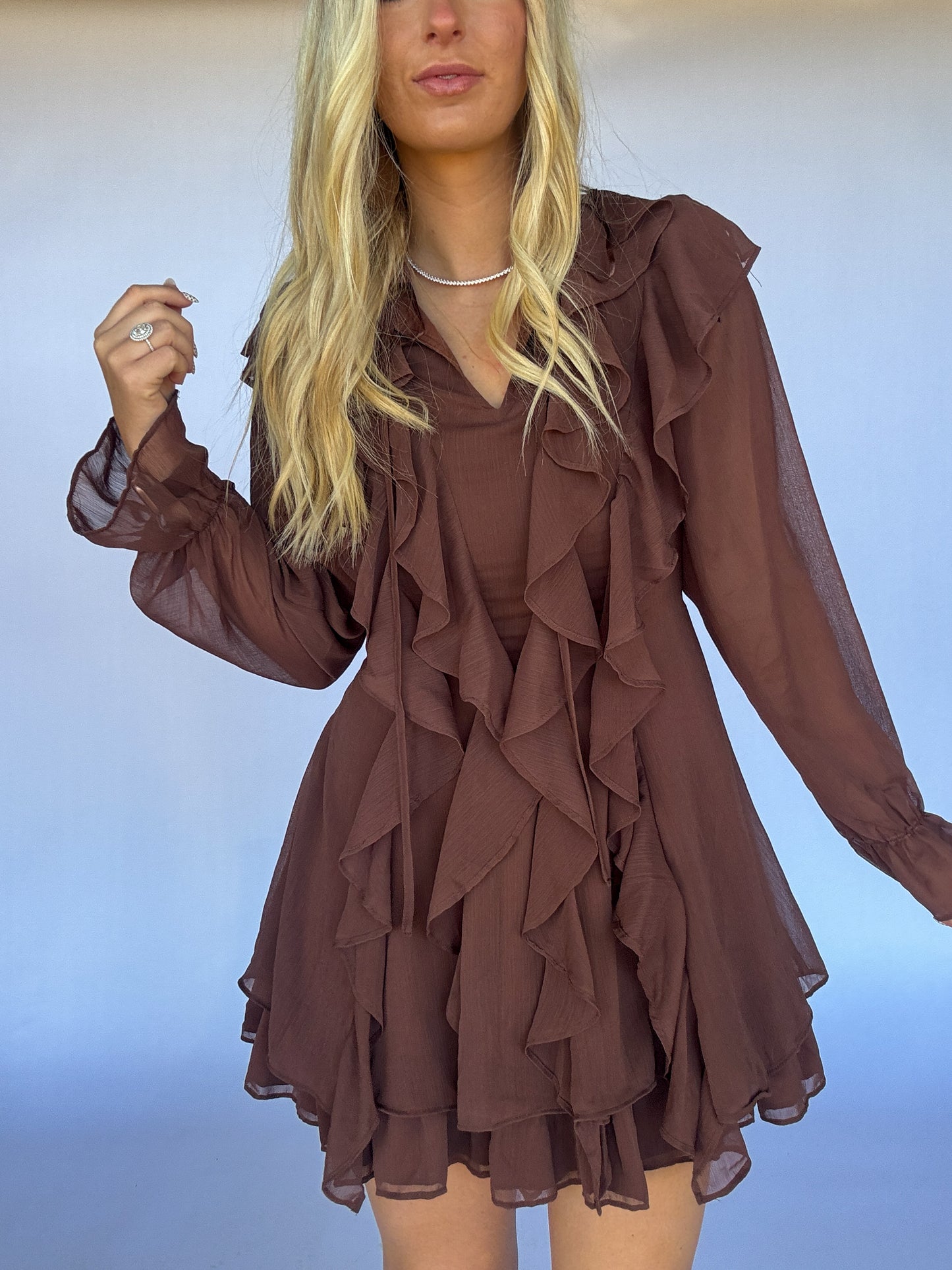 Kristen Front Tie Ruffle Dress