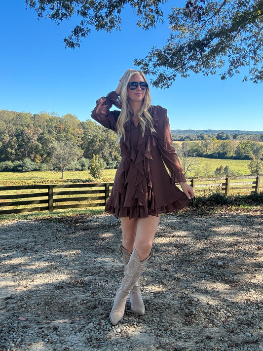 Kristen Front Tie Ruffle Dress