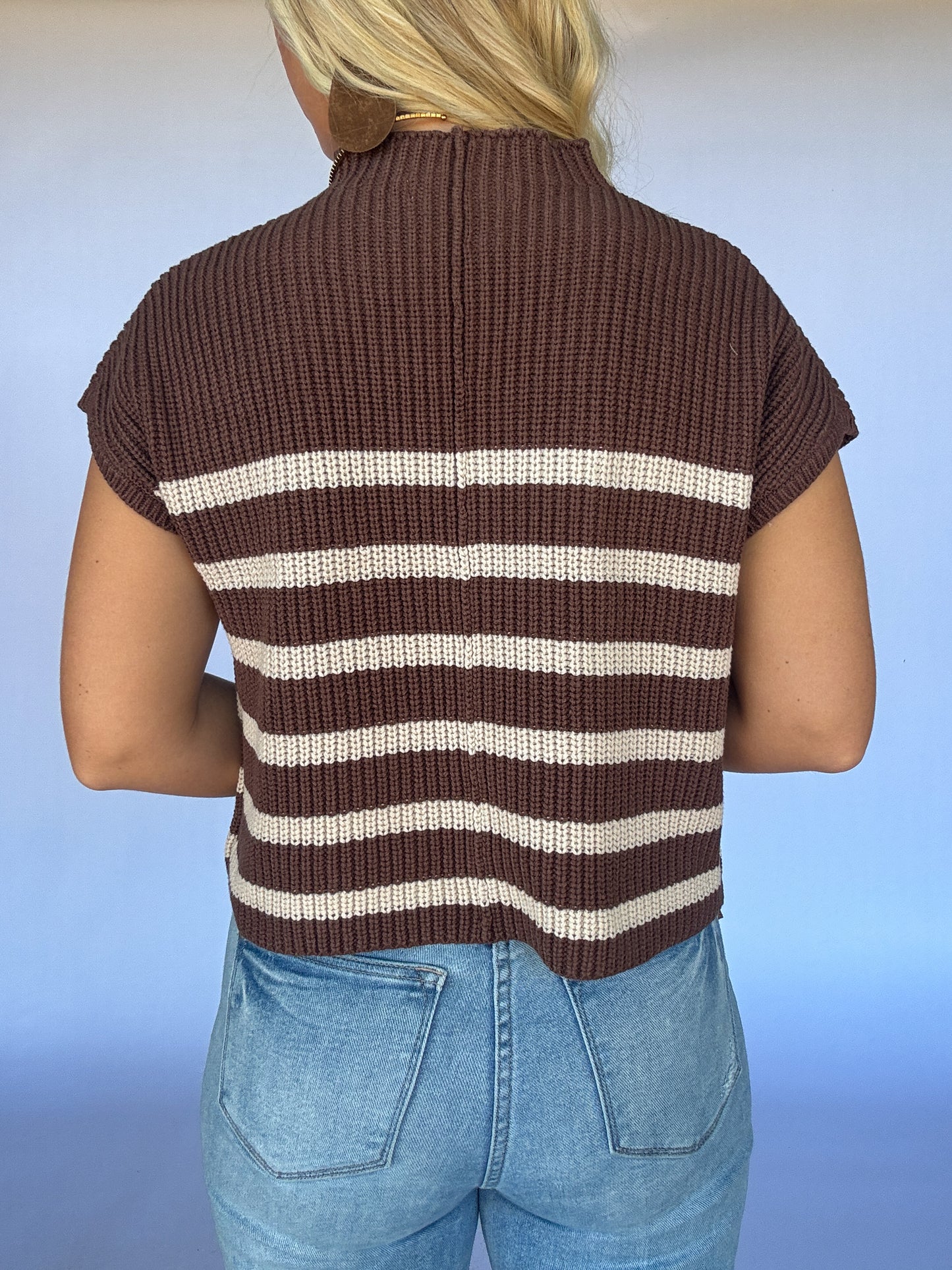 Sal Striped Sweater Vest - Brown