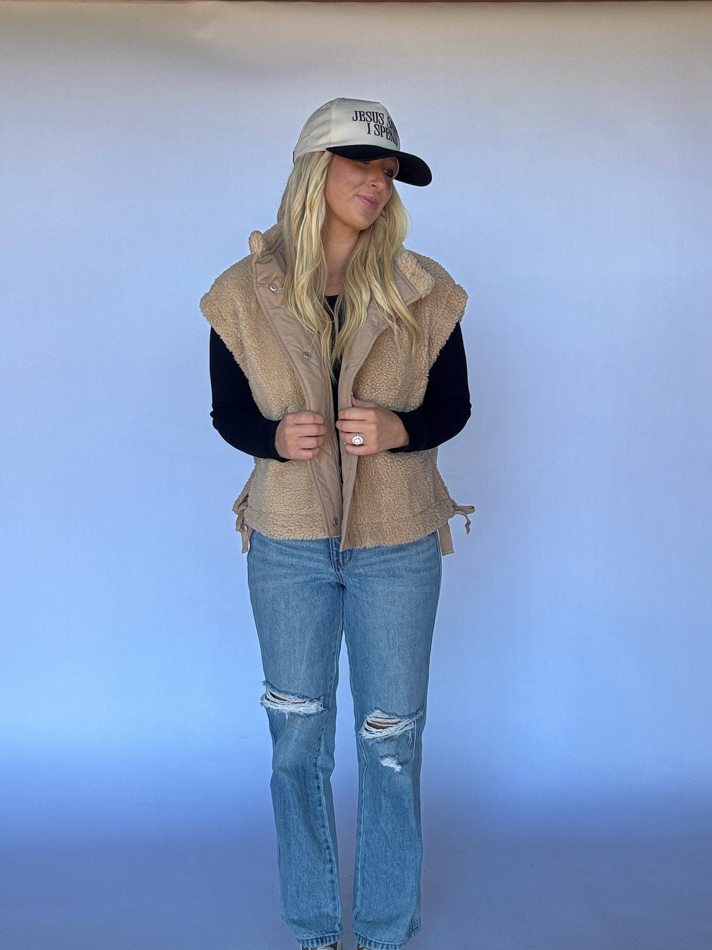 Cozy Up Sherpa Vest - Beige