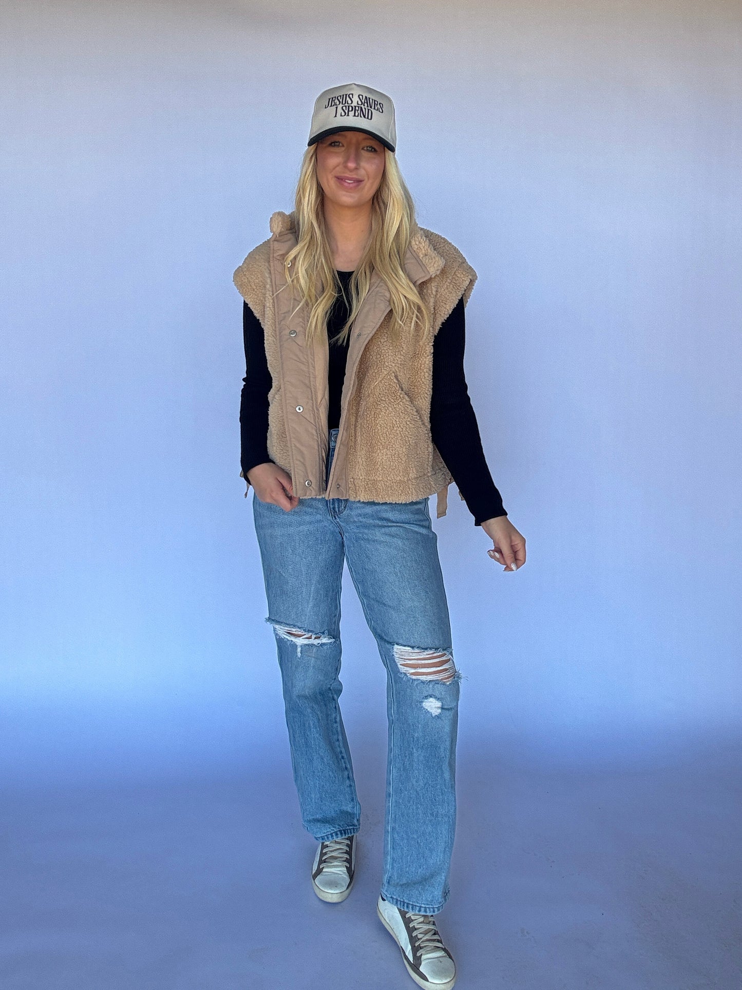 Cozy Up Sherpa Vest - Beige