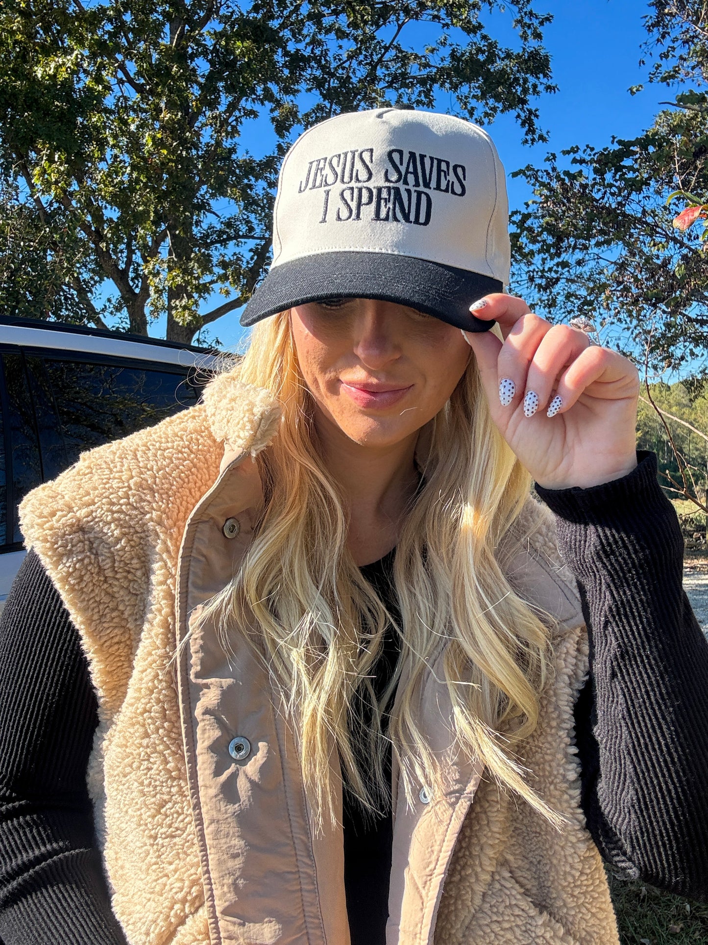 Jesus Saves I Spend Hat - Black