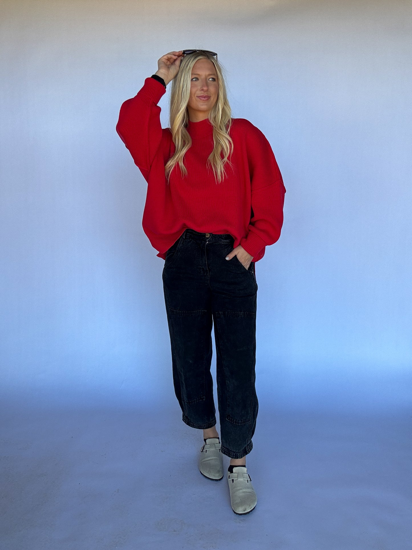 Cozy Classic Oversized Sweater - Ruby