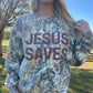 JESUS SAVES Camo Crewneck
