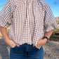 Gingham Balloon Top - Brown