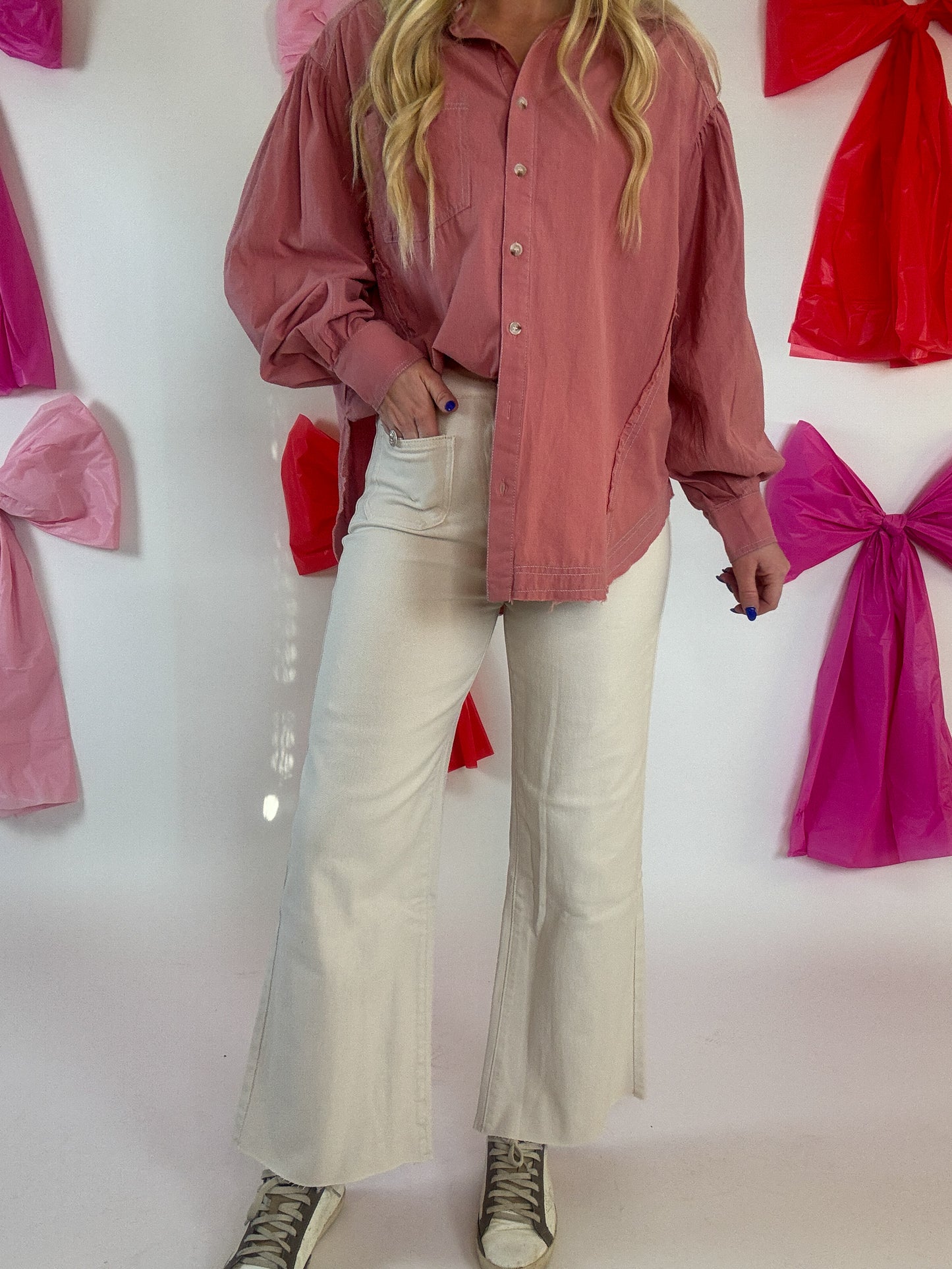 Chandler Wide Leg Jeans - Oatmeal