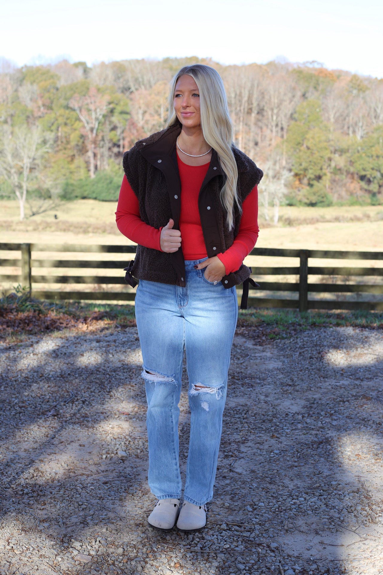 Cozy Up Sherpa Vest - Brown