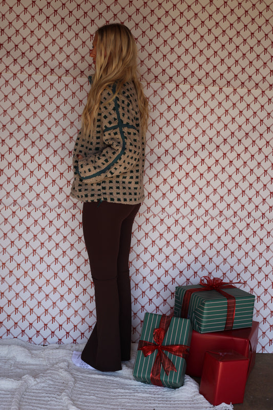 Fuzzy Checkered Jacket - Forest/Gray