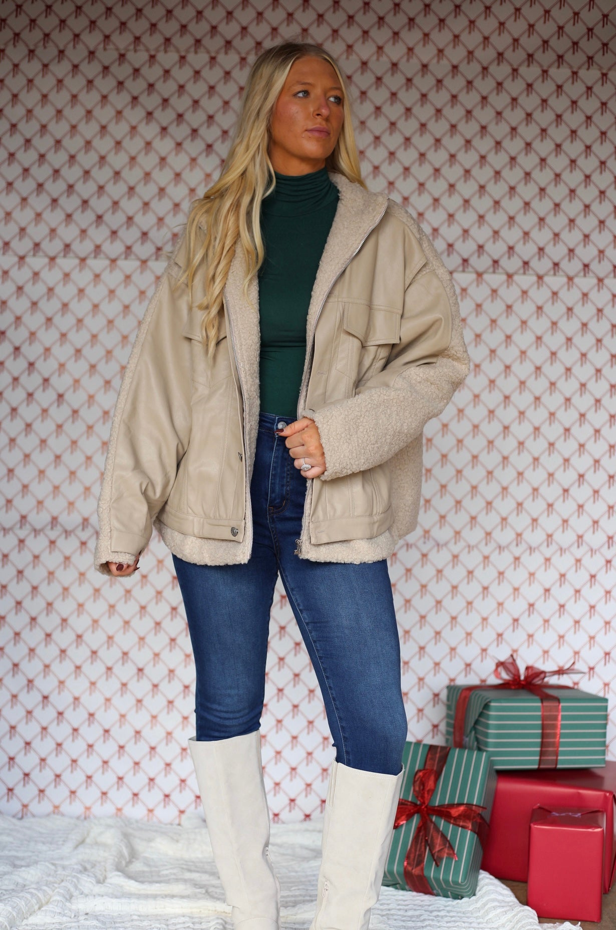 Amy Faux Leather Sherpa Jacket