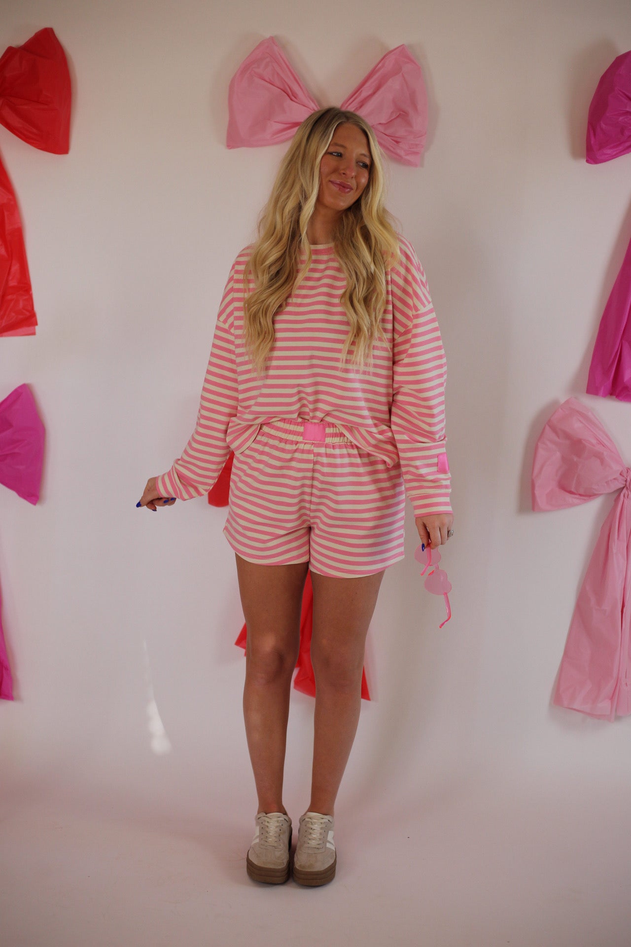 Kenny Striped Lounge Shorts - Pink/Cream