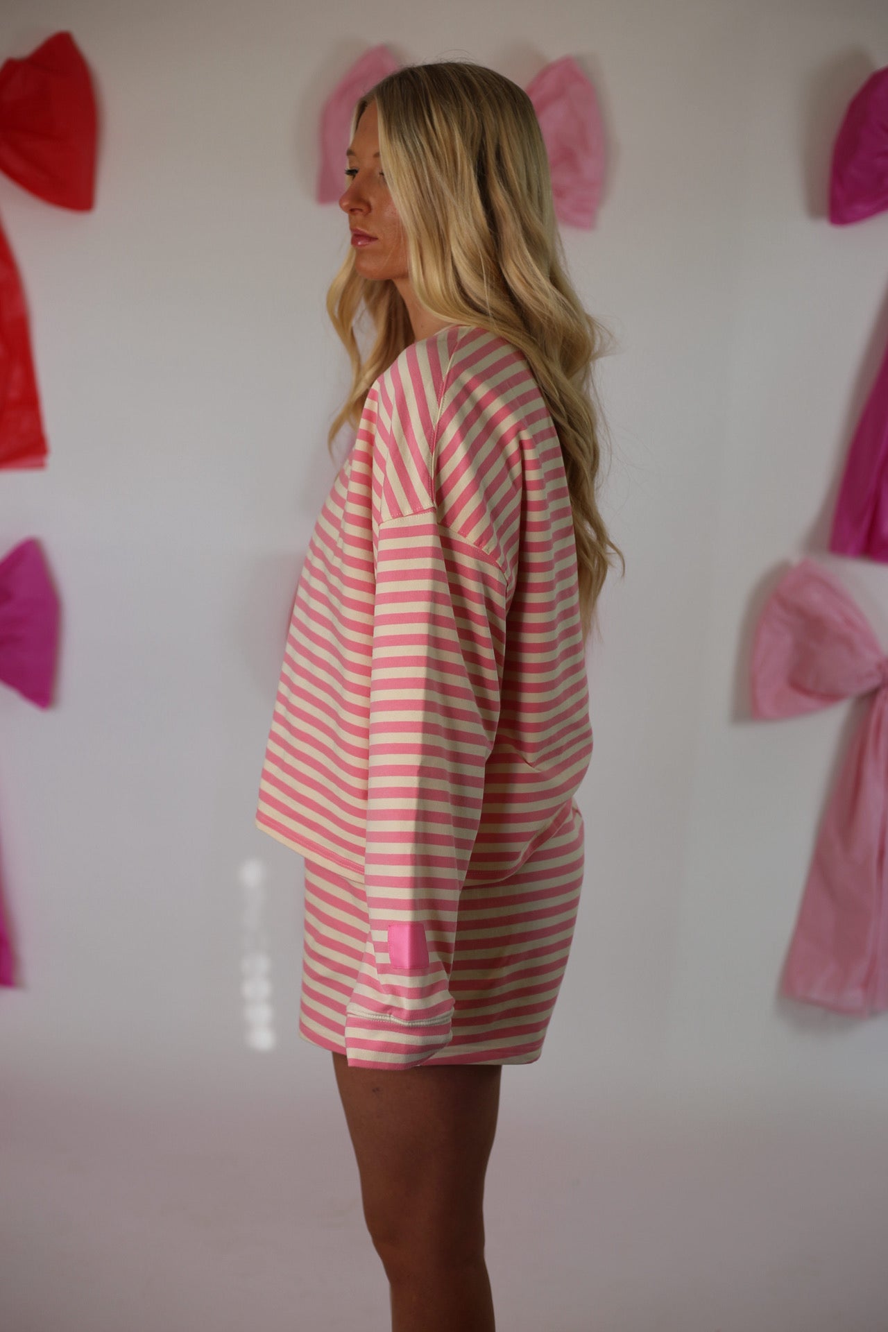 Kenny Striped Lounge Sweatshirt - Pink/Cream