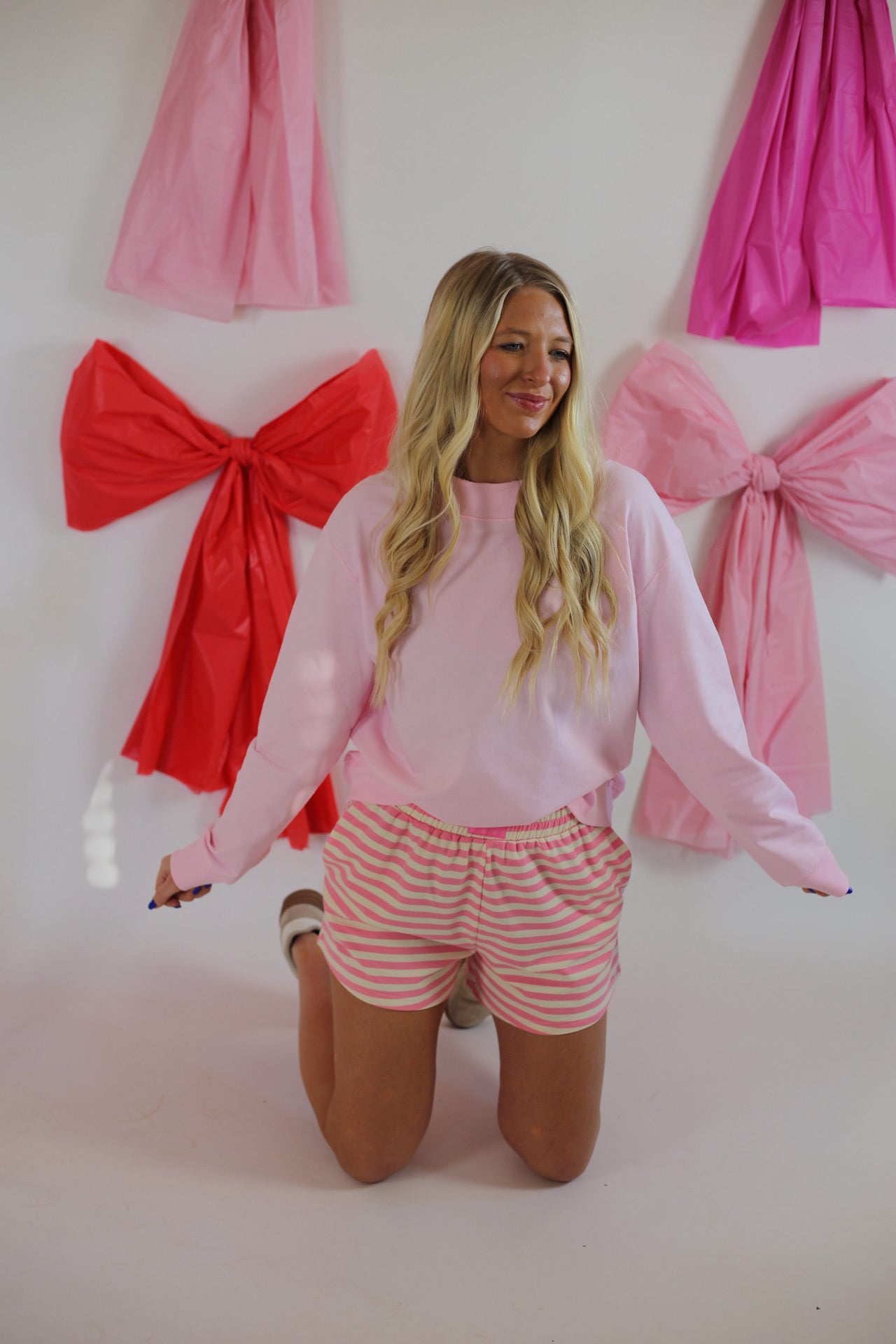 Hailey Mock neck Sweatshirt - Baby Pink