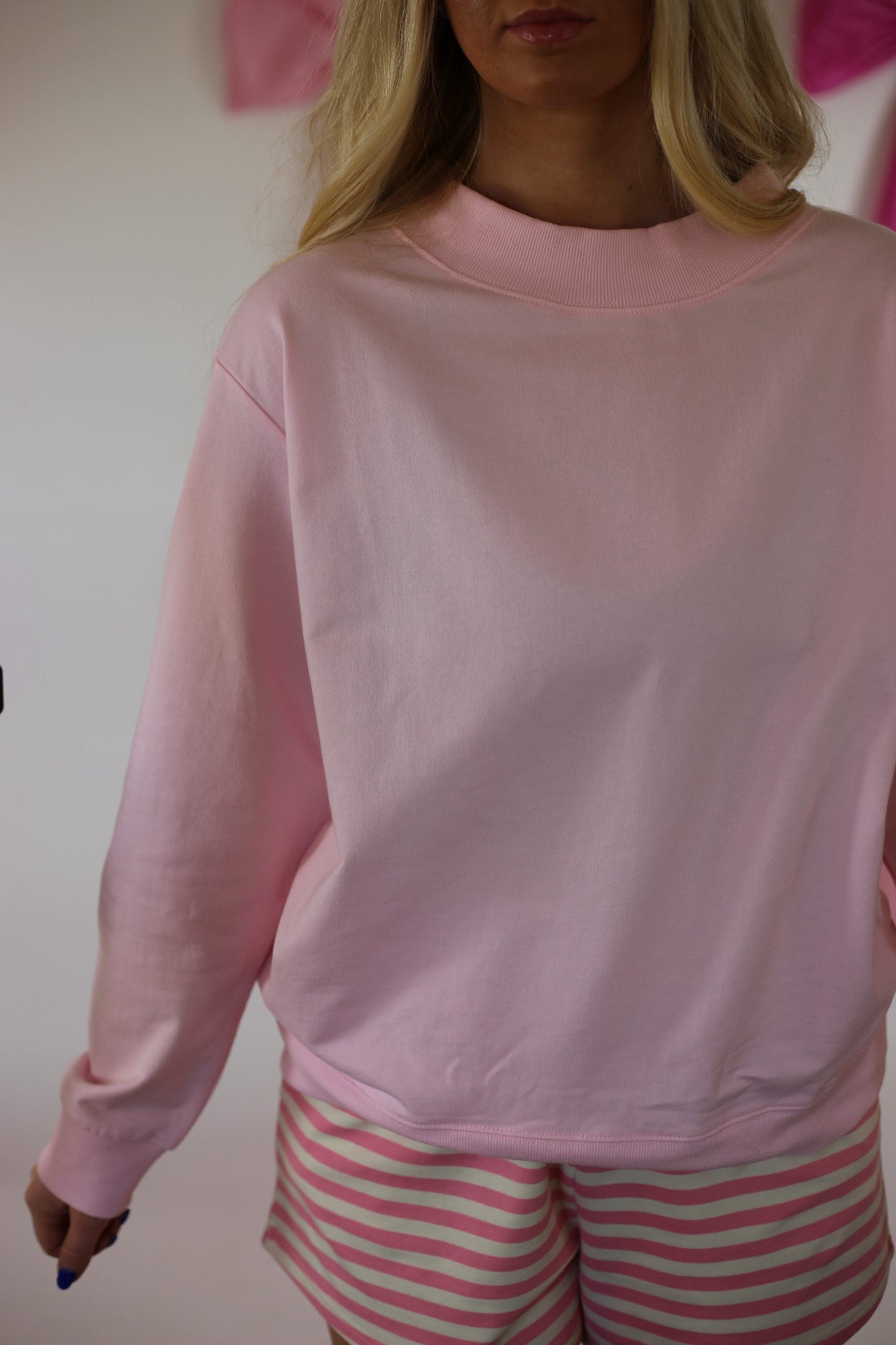 Hailey Mock neck Sweatshirt - Baby Pink