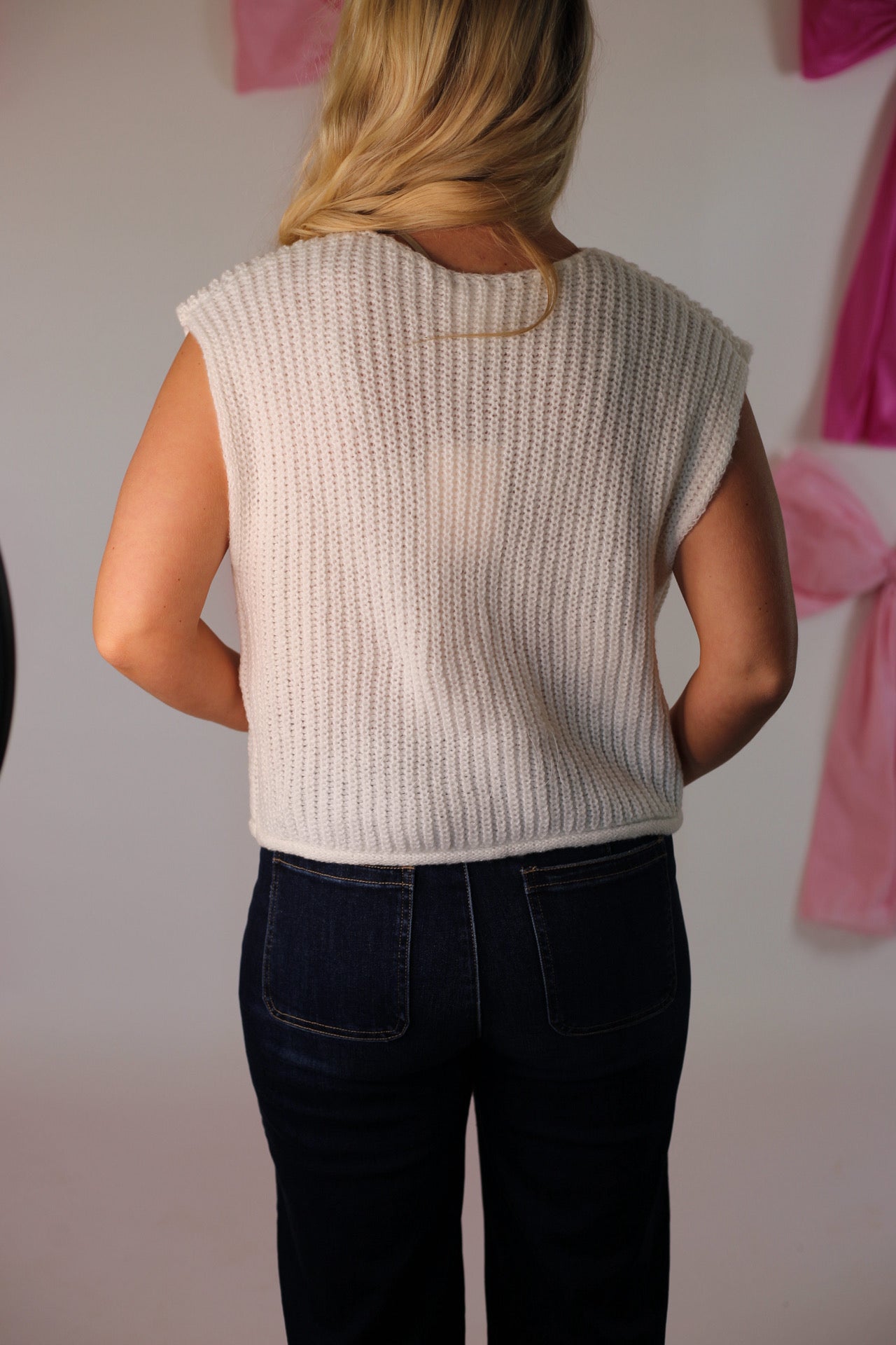 Victoria Button Up Sweater Vest - Off White