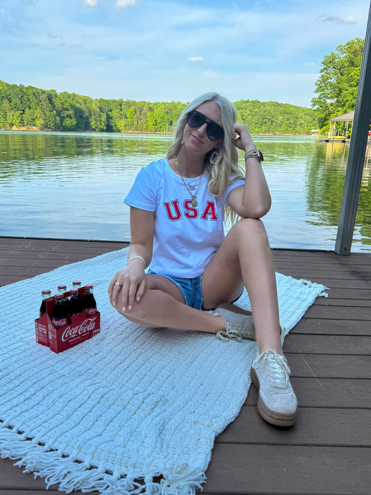 "USA" Graphic Baby Tee - White