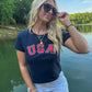 "USA" Graphic Baby Tee - Navy