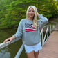 American Flag Oversized Sweater - Heather Gray