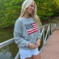 American Flag Oversized Sweater - Heather Gray