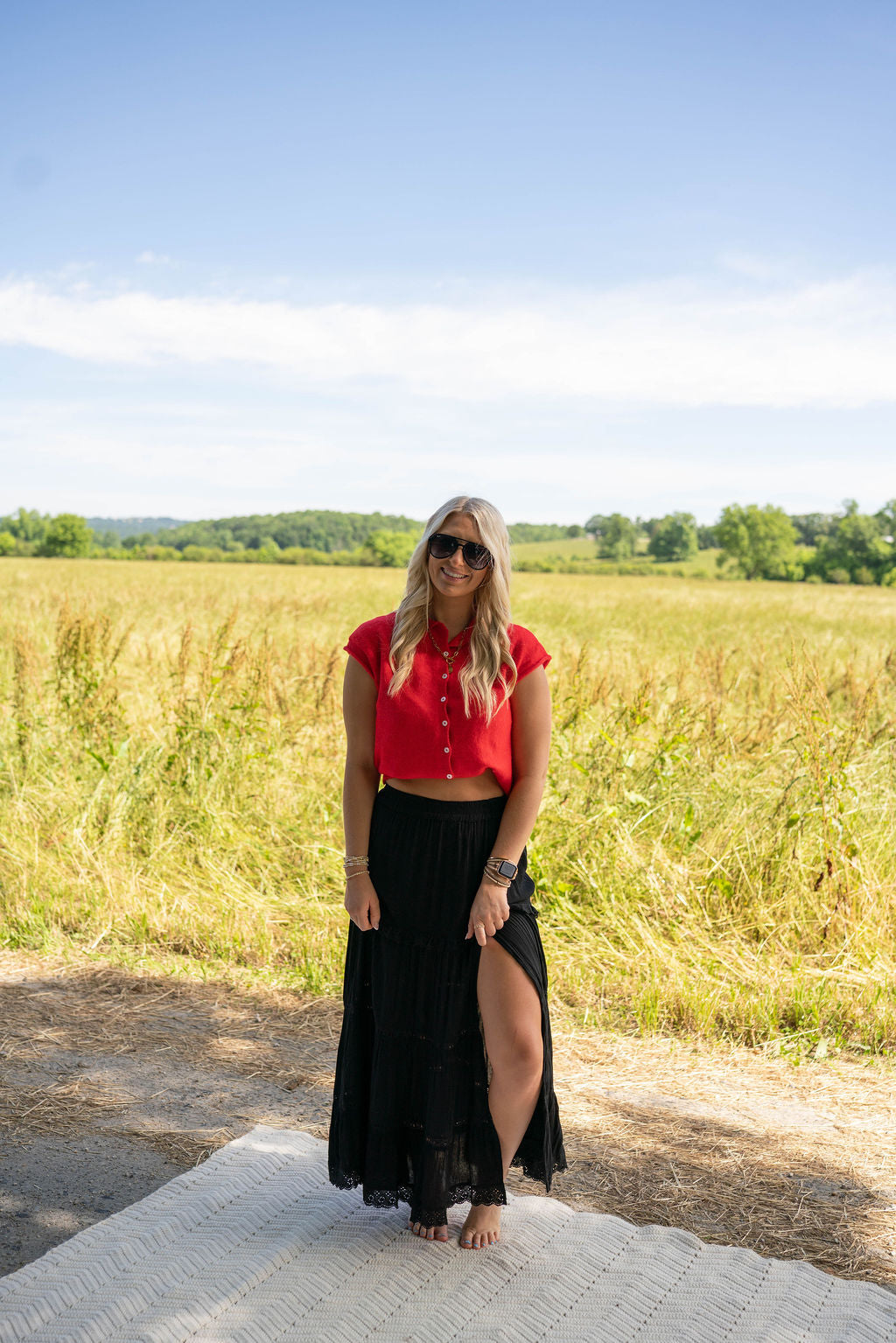 Karly Sweater Vest - Tomato Red