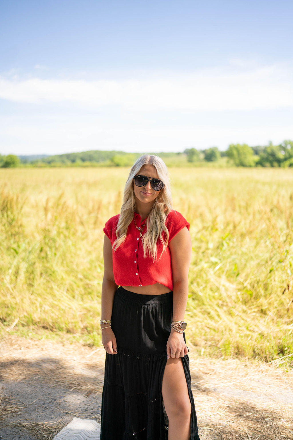 Karly Sweater Vest - Tomato Red