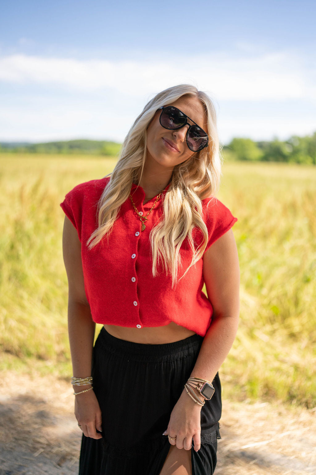 Karly Sweater Vest - Tomato Red