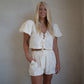 Lizzie Bubble Short Set - Cream