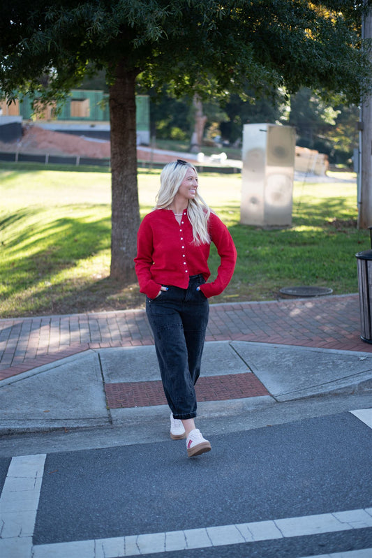 Blair Long Sleeve Cardigan - Red