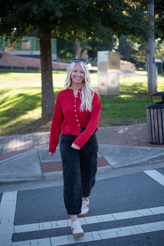 Blair Long Sleeve Cardigan - Red