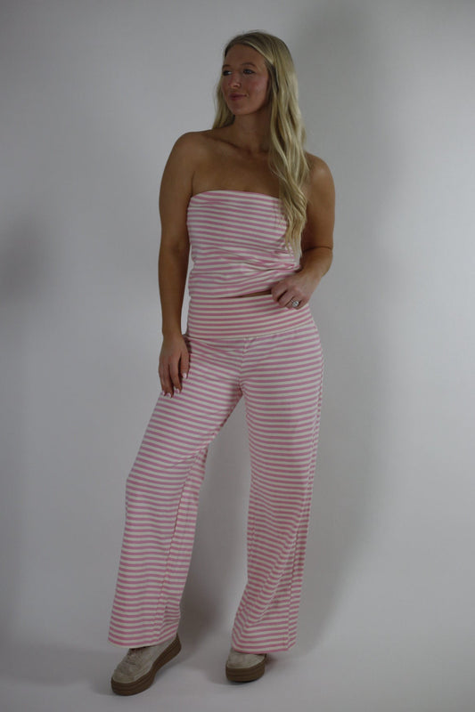 Coming Home Striped Top - Pink/Ivory