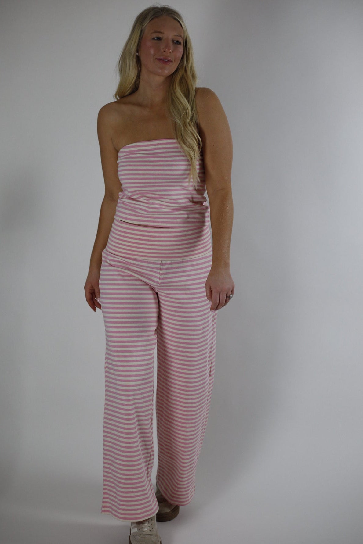 Coming Home Striped Sweatpants - Pink/Ivory
