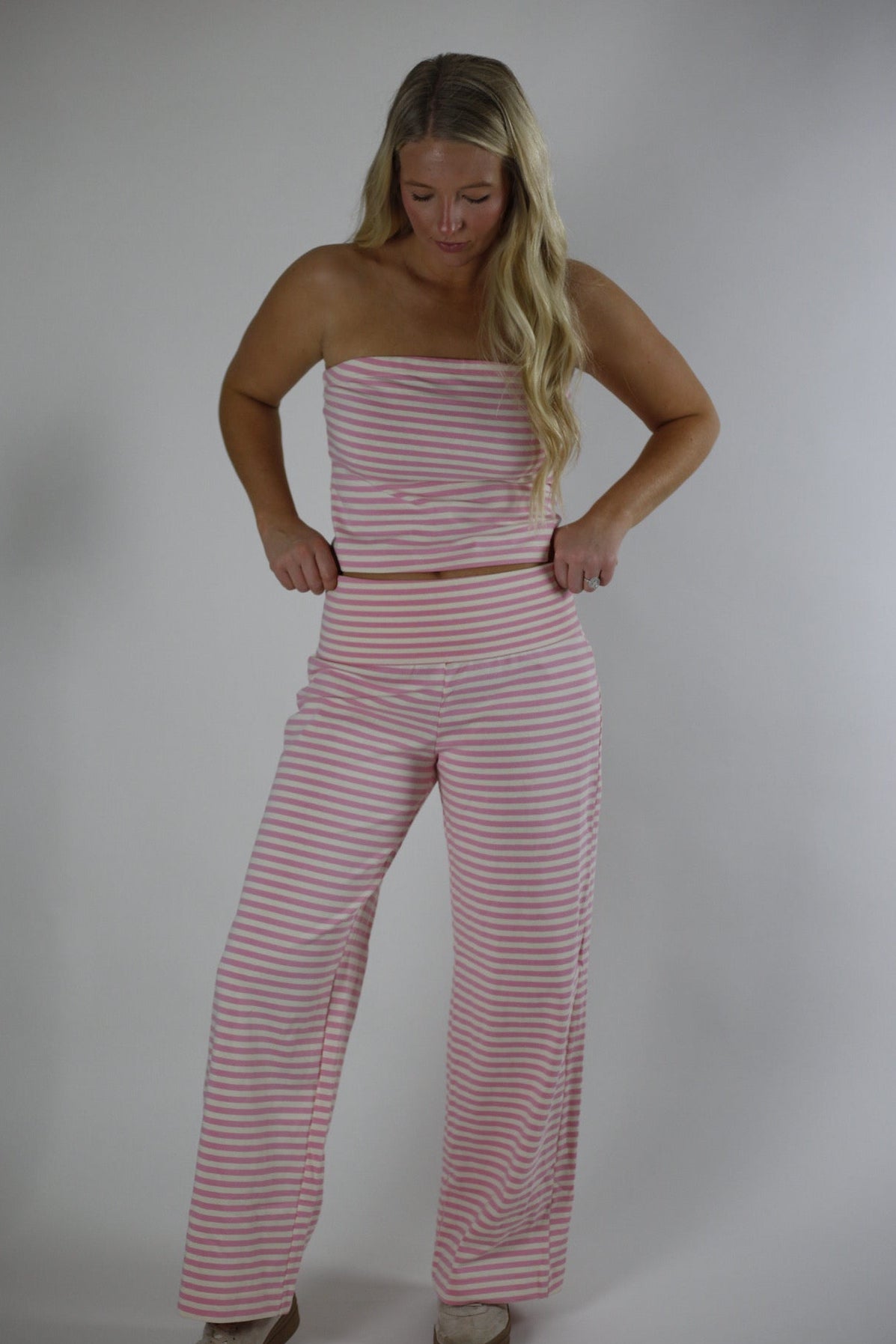 Coming Home Striped Top - Pink/Ivory