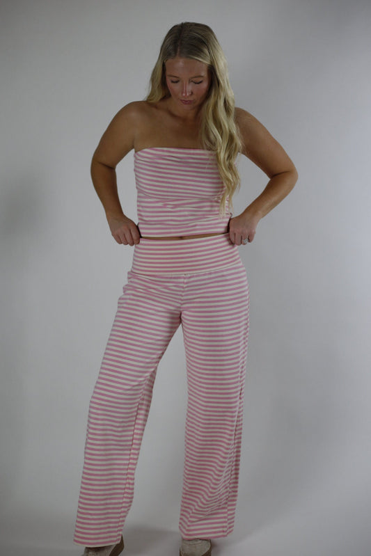 Coming Home Striped Sweatpants - Pink/Ivory