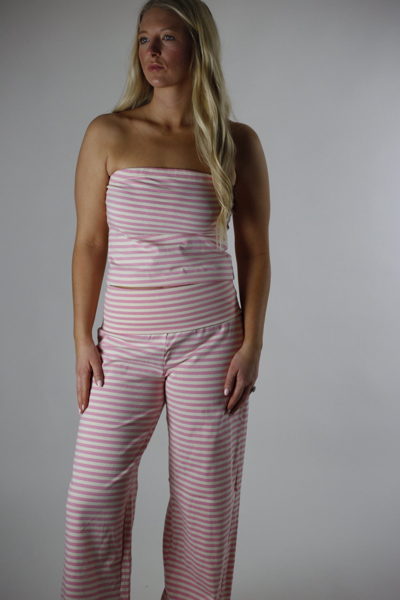Coming Home Striped Sweatpants - Pink/Ivory