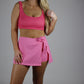 Pilates Gingham Ruched Bra - Hot Pink