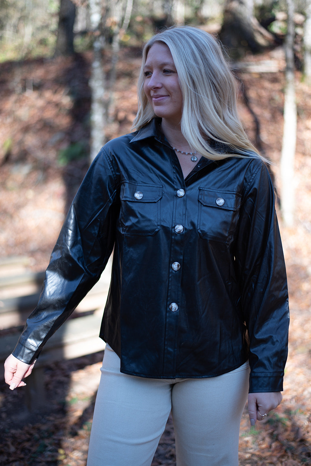 Faux Leather Oversized Shirt FINAL SALE