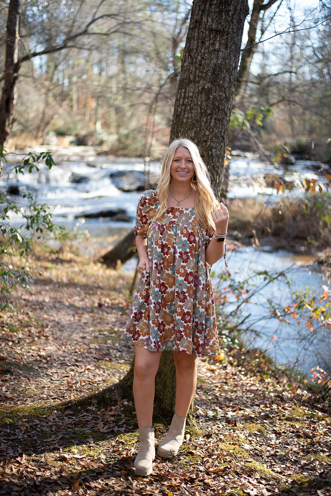 Floral Square Neck Dress