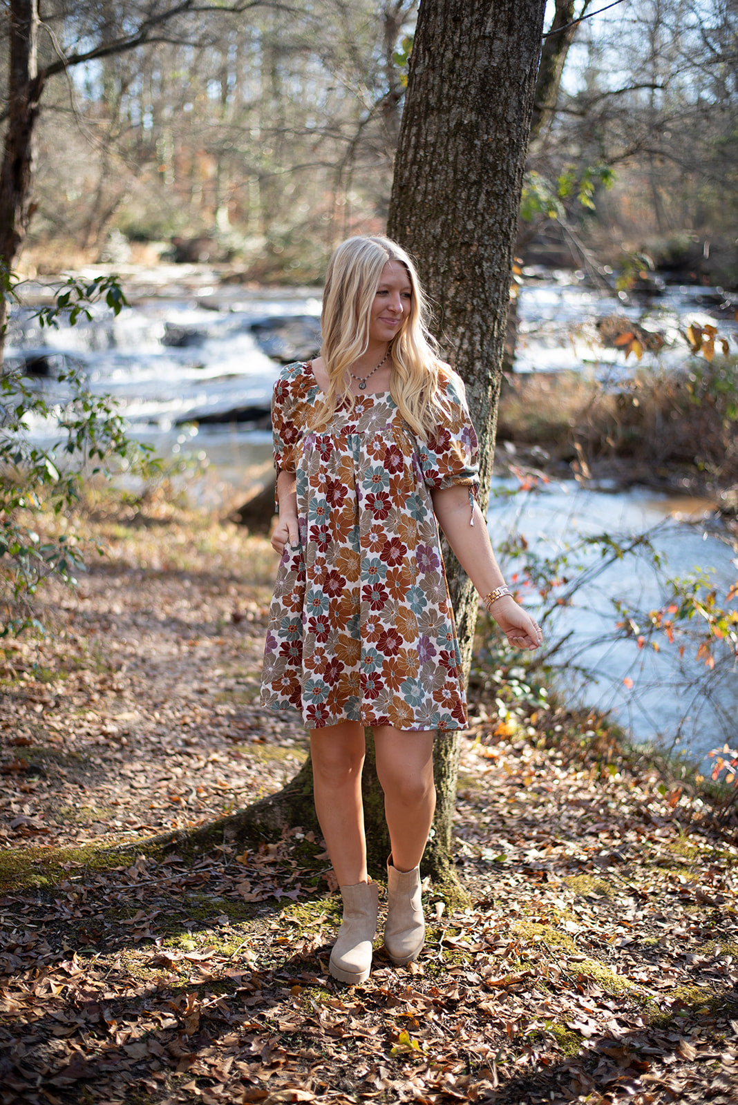 Floral Square Neck Dress