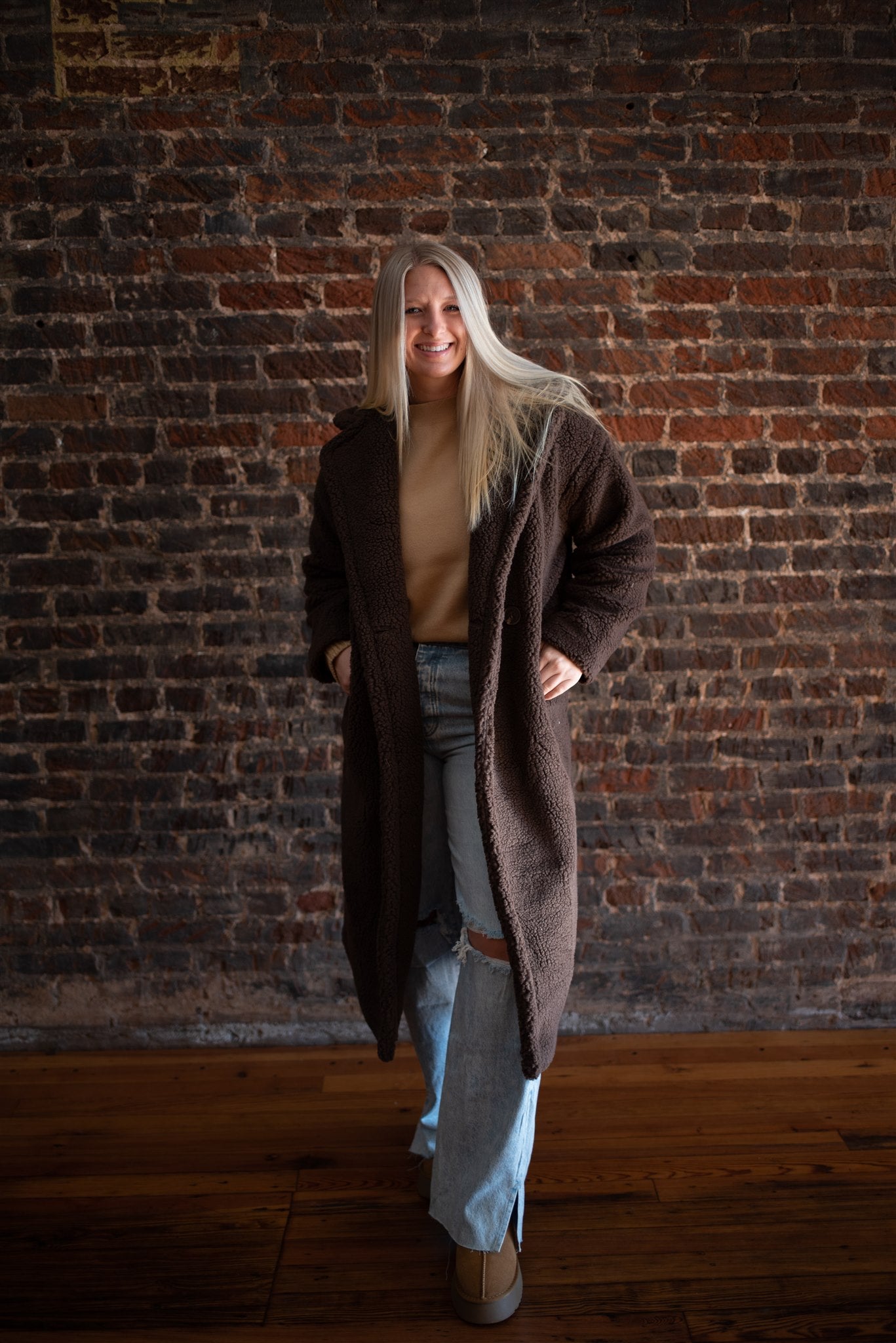 Coffee Chats Long Teddy Coat