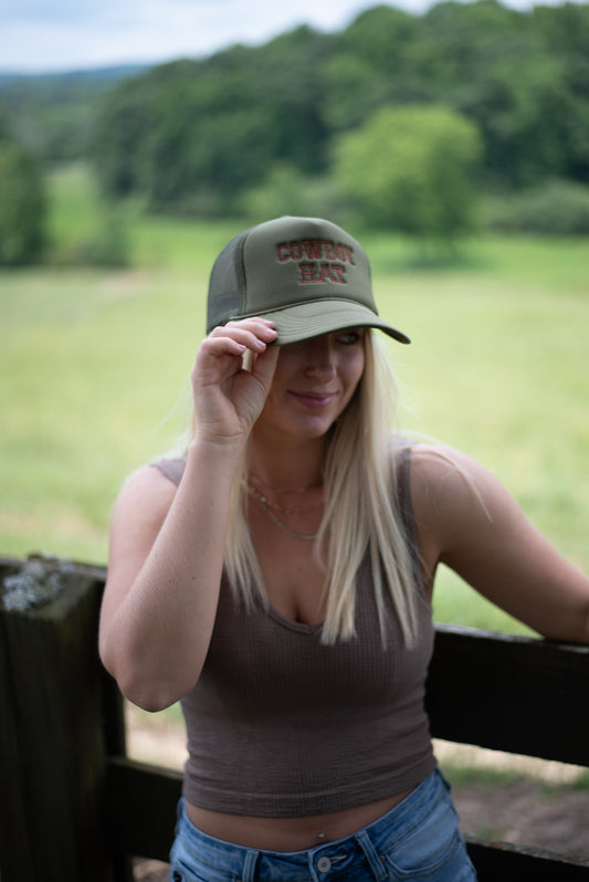 "Cowboy Hat" Trucker - Olive