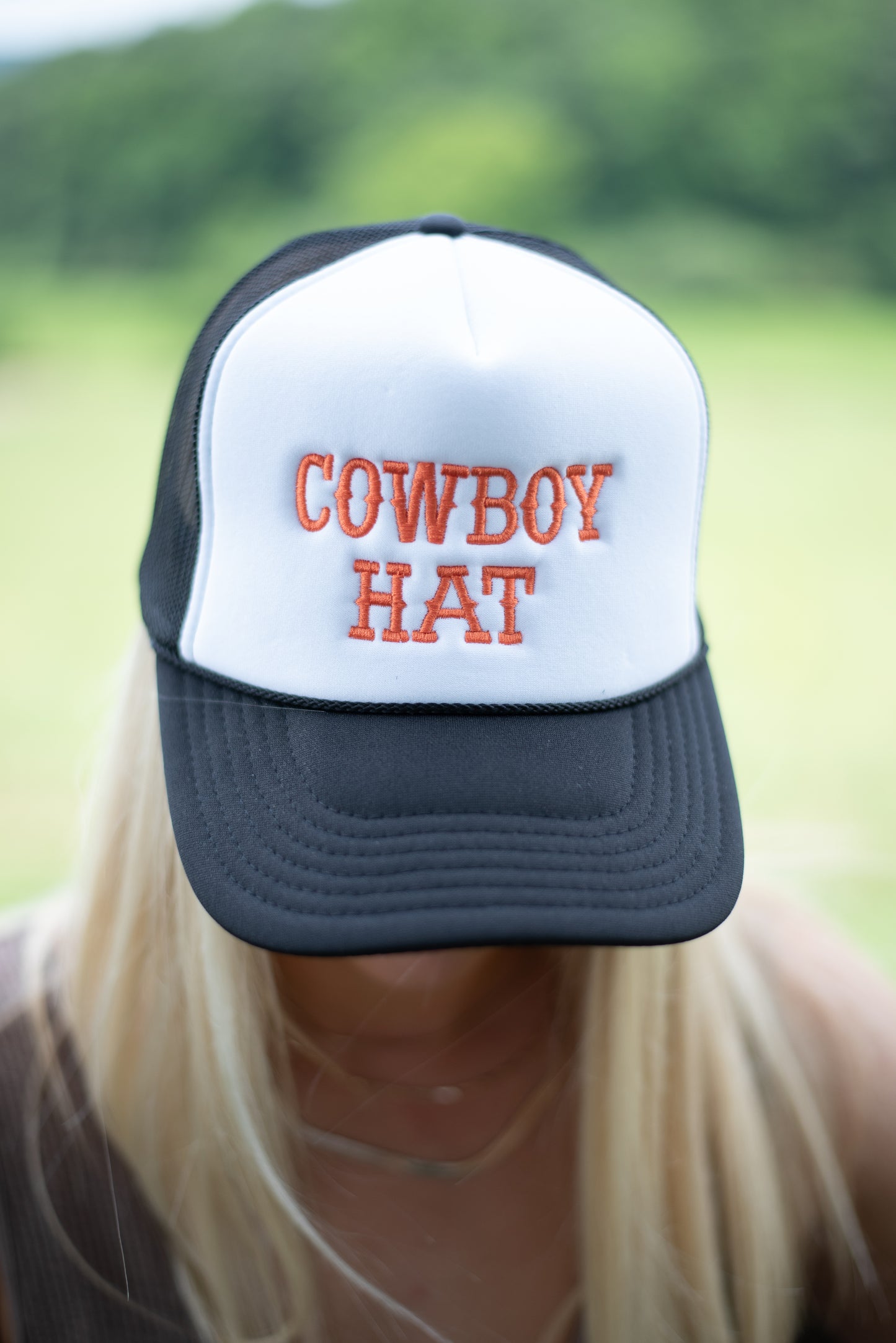 "Cowboy Hat" Trucker - Black/White