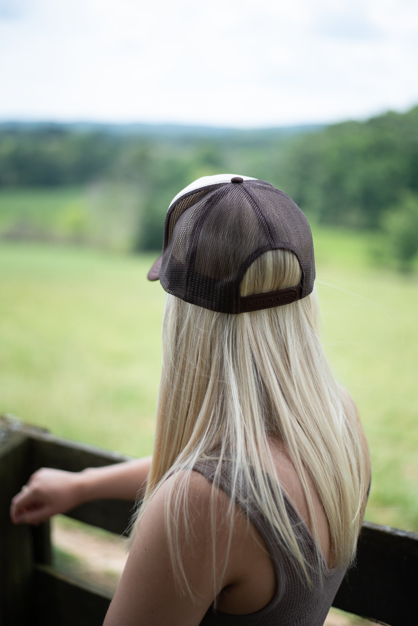 "Coastal Cowgirl" Trucker Hat - Brown/Tan