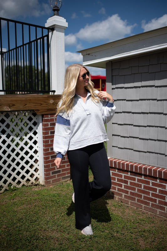 French Terry Knit Color-Block Top