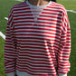 Stripe Knit Pullover - Red/H. Grey