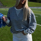 Stripe Knit Pullover - Blue/White