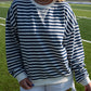 Stripe Knit Pullover - Blue/White
